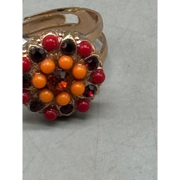 Mariana ring orange red crystals one size round R-7217 1202 READ NEW - Picture 4 of 8